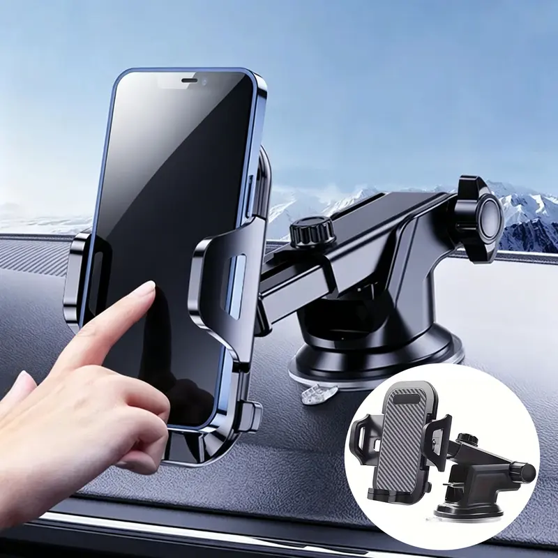 TEMPOMIND Adjustable Multifunctional Phone Holder for Car - 360° Rotation Phone Holders & Mounts, Tool-Free Suction Cup, Universal Compatible, Car Interior Accessory (Dashboard, Windshield Use)