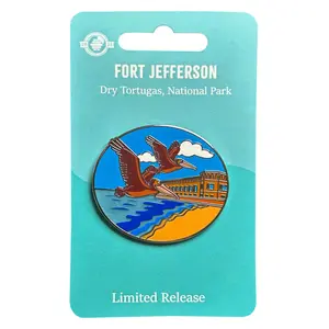 Pelicans on South Beach Pin - Dry Tortugas National Park With Magnet