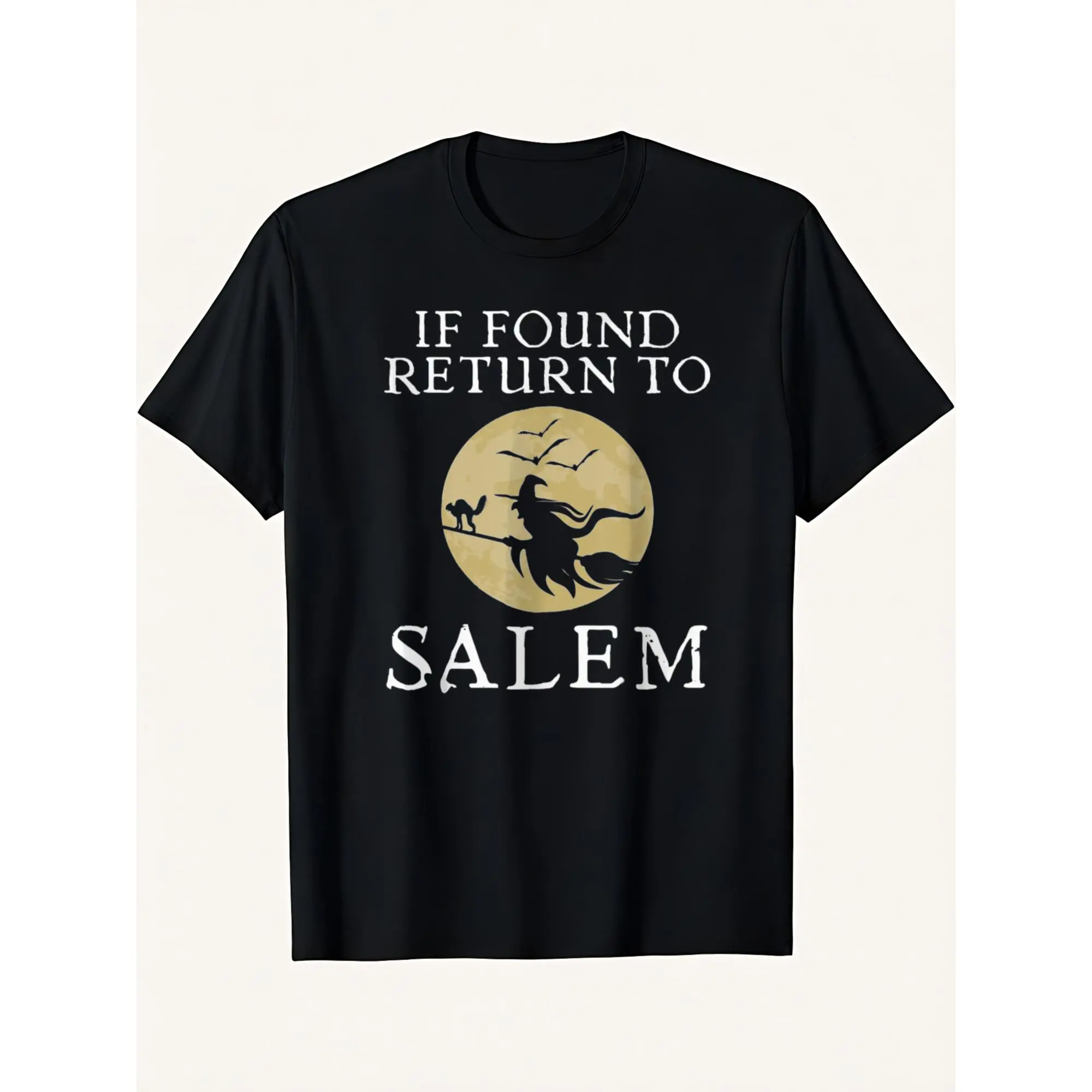 Men's If Found Return To Salem Funny Witchcraft Halloween Crew Neck Short Sleeve T-Shirt  Menswear Top Tshirt Streetwear