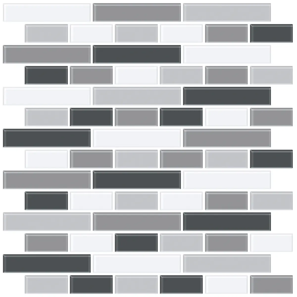212 MAIN InHome NH2362 Glass-Like Smoked Peel & Stick Backsplash Tiles - 4 Panels, Greyscale Gray & Black, Smoke Finish, Easy Install, Indoor Use