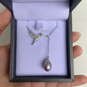 Hummingbirds and pearls sell well in pendants/ fresh water pearl Pendant/Solitaire Pearl Pendant/S925 Silver Pearl Pendant/Pearl Pendant with Chain/Minimalist Pearl Pendant