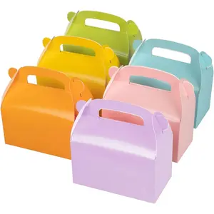 30-Pack Colorful Party Favor Treat Boxes, Goodie Boxes, Gable Paper Gift Boxes with Handles.for Rainbow Party Decoration Supplies