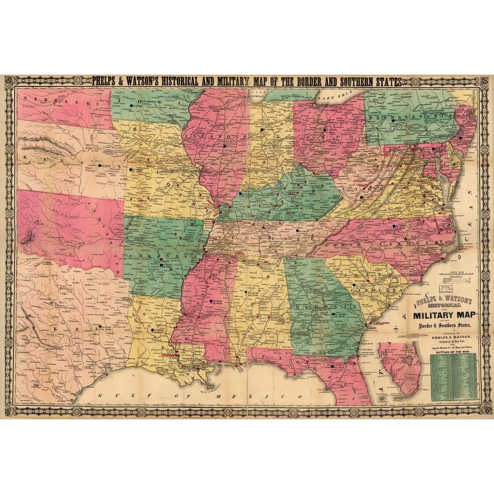 Phelps and Watson's historical and military map of the border & southern states.