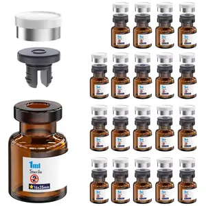 20pcs Sterile Empty Vials with Two Legs Rubber Self-Healing Injection Port and Aluminum-Plastic cap,Need to Crimped With Pliers