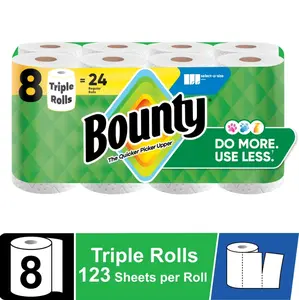 Bounty Paper Towels Select-A-Size White, 8 Triple Rolls, 123 Sheets per Roll
