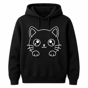 Cute Cat Graphic Hoodie for Men Women, Oversized Kawaii Pullover Sweatshirt, Cozy Minimalist Cat Face Hoodie, Father’s Day Gift for Cat Dad funny shirts,gifts for women,good graphic tees,humorous tshirt men,trendy shirts,summer graphic tees