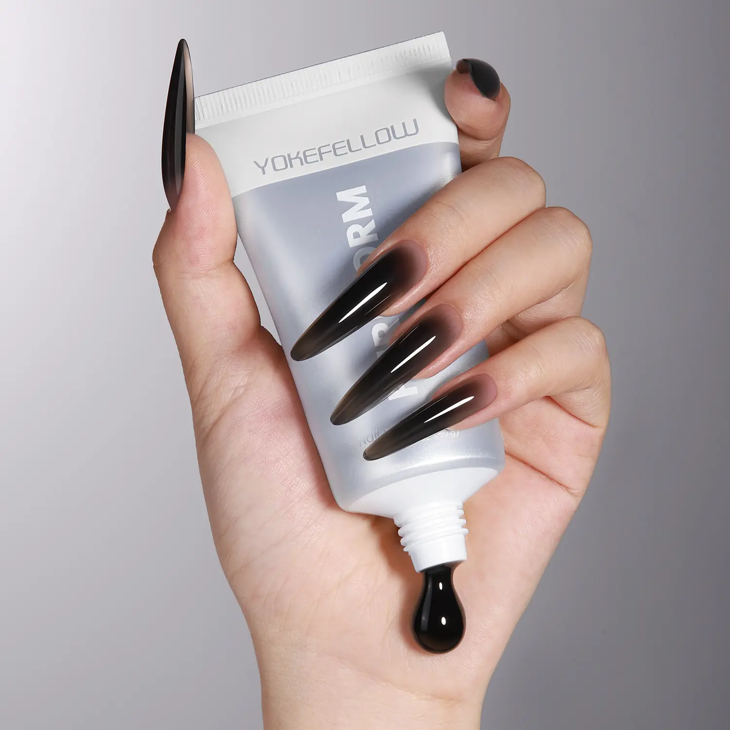 YOKEFELLOW PUREFORM Nail Extension Gel PF08 Midnight Veil Sheer Black Color HEMA-free TPO-free TMPTA-free 100% Pure Gel Poly Nail Gel for Professional Salon Use 50g/1.76 oz