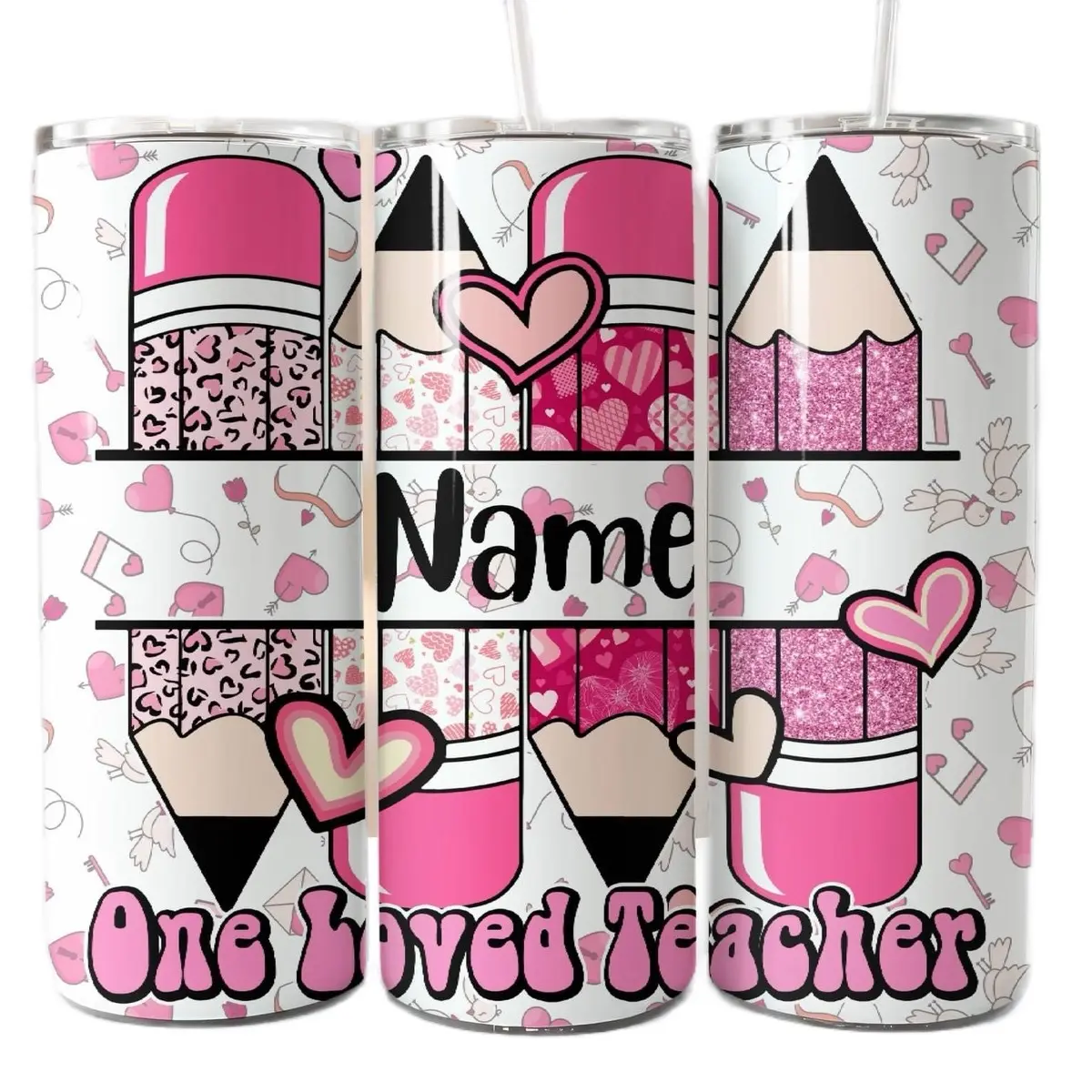 20 oz Custom Name one loved teacher tumbler