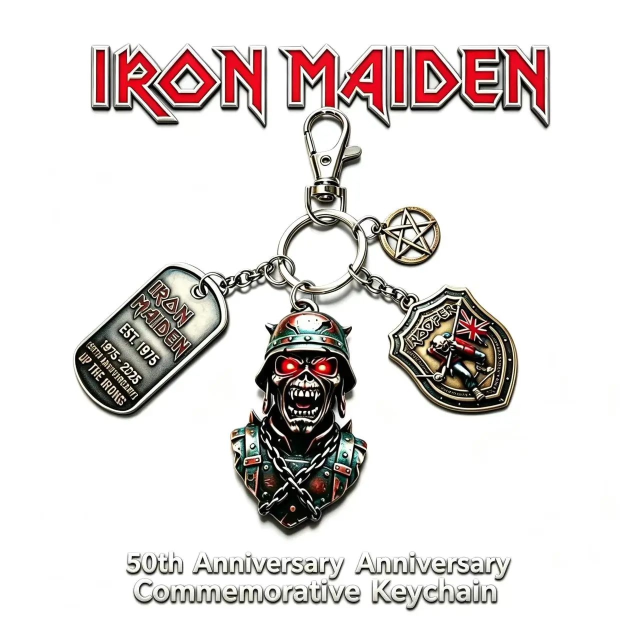 Iron Maiden Band Keychain, Metal Keychains, Rock Skull Metal Pendant, Backpack Key Decoration, Multi-Scene Decorative Keychain, 1pcs
