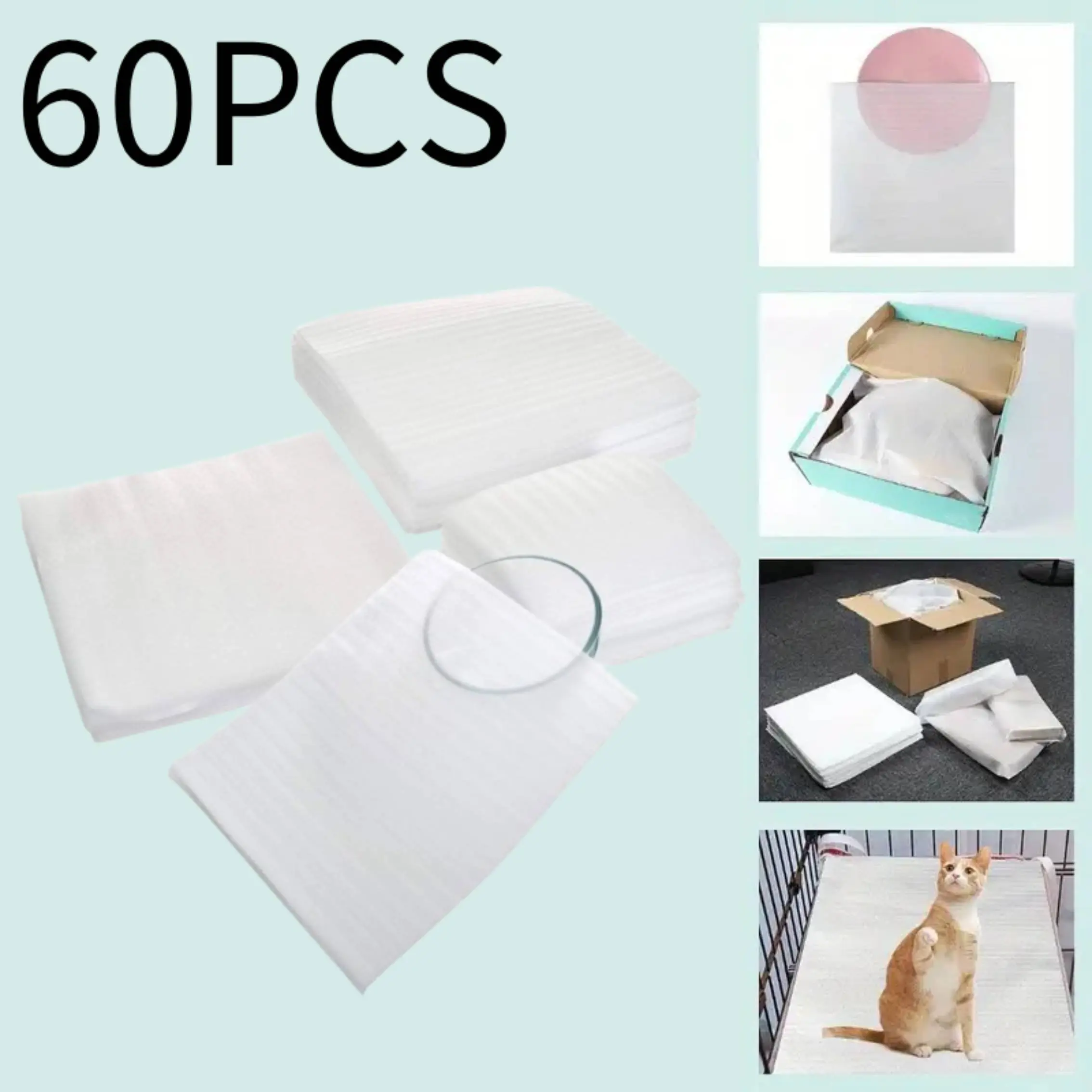 Pack of 60 Foam Wrap Sheets Cushioning,3 Sizes Thick Cushion Wrap Pouches Packing Pouches Against Chipping Breakage for Packing, Moving, Shipping