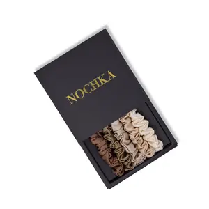 NOCHKA 100% Pure Mulberry Silk Scrunchie (Set of 5) for Luxurious Hair Care and Stunning Results - Premium Frizz Prevention Scrunchie Set for All Hair Types - Made in USA