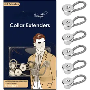 Collar Extenders/Neck Extender/Wonder Button for 1/2 Size Expansion of Men Dress Shirts, 5 +1 Pack, 3/8"