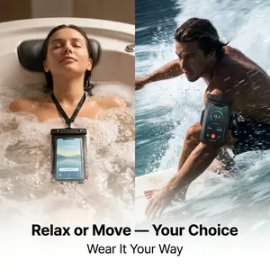 Waterproof Phone Pouch Dry Bag Case with Arm Strap & Lanyard, Touch Screen Compatible, Fits iPhone & Android Up to 7.0", Secure Lock Seal for Swimming, Boating