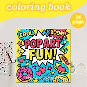 New Popular Pop Art Coloring Book, Thick Coloring Pages for Creative Fun, Ideal for Adults and Kids Art Therapy