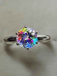 Beautiful Silvery Imitation Magical Mystic Topaz Ring For Women Fashion Wedding Engagement Bridal Promise Jewelry Solitaire Statement Ring Birthday Anniversary Gifts