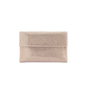 olga berg Cara Crystal Envelope Clutch in Champagne