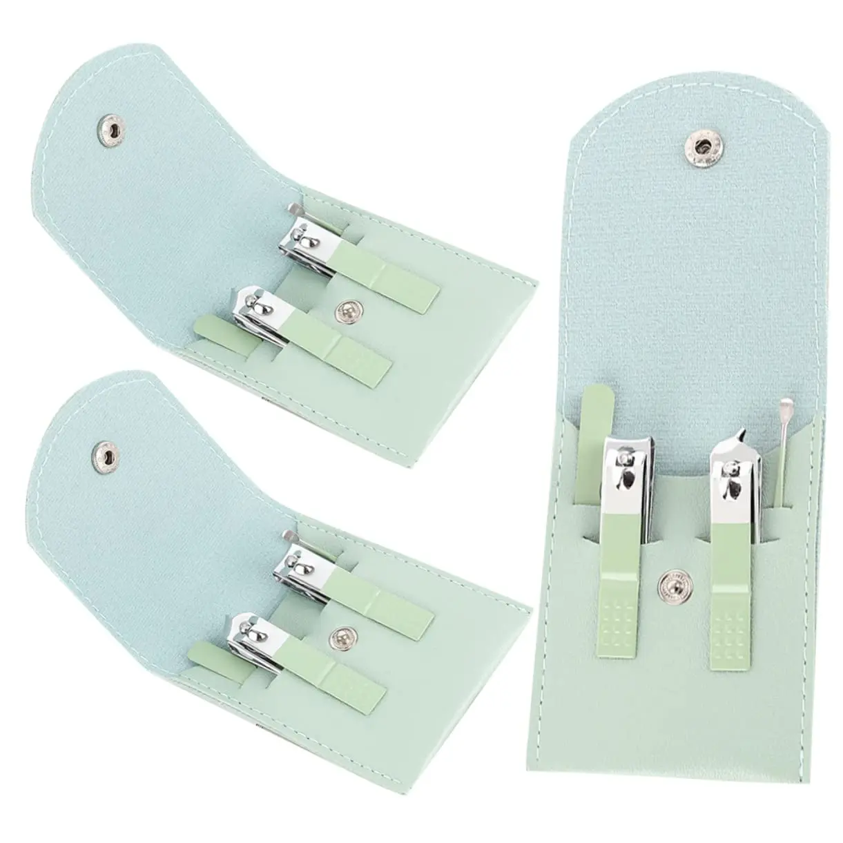 4-Piece Carbon Steel Manicure Set with Nail Clippers, Nail File, Earpicks, Cuticles Tool & Storage Bag, Compact Grooming Kit for Travel & Home Use (For Men), Cutics