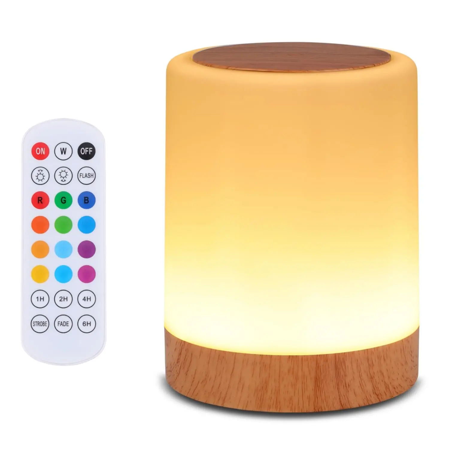 Hello Glow LED Light Bedroom Night Light, Dimmable Touch Lamp with 13 RGB Colors, 5 Brightness Levels, Portable Rechargeable Baby Nursery Bedside Table Lamp