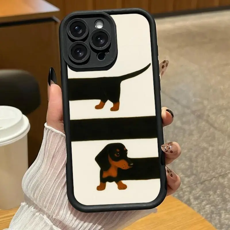 Dachshund design phone case. Compatible with iPhone 17 Pro Max/16 Pro Max/15 Plus/14/13/12/11, TPU soft case. Compatible with Galaxy S26 Ultra/S25 Plus/S24/S23, Dopamine color option. Compatible with Galaxy A54/A53/A33/A15.