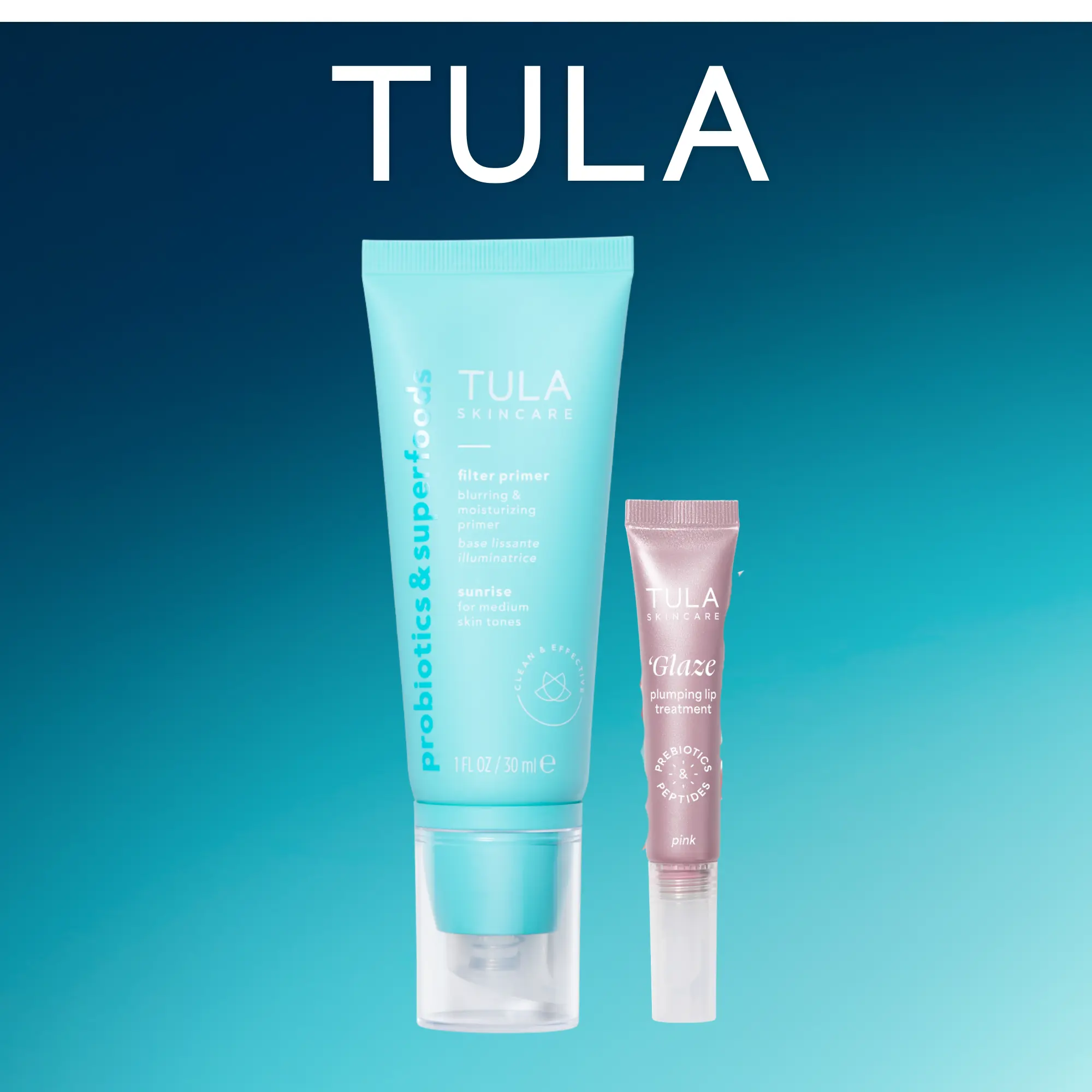 TULA Filter Primer (Medium/Deep) + Pink Plumping Lip Treatment