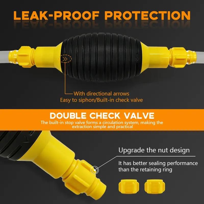 Gas Siphon Pump for Gasoline, Syphon Hand Pump with 6.5Ft Siphon Hose, Transfer Pump for Water, Fuel, Liquid, Aquarium (one hose)