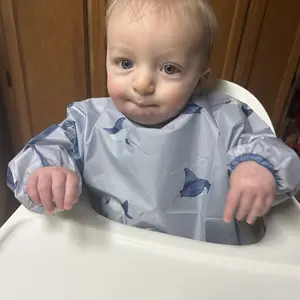 Waterproof Long-Sleeve Bib, 1 Count Washable Feeding Bib, Soft Toddler Bibs for 6–24 Months, Baby Care & Health Supply