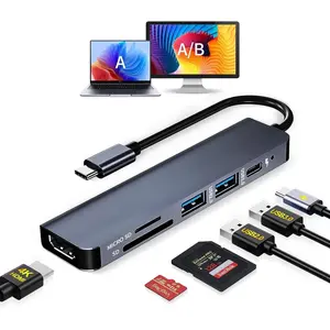 P-APT01   USB C Hub Multiport Adapter Dongle for MacBook Air 6 in 1 USB C to HDMI Multiport Adapter with 4K HDMI, 100W PD, USB 3.0, SD/TF Card Reader MacBook hdmi Adapter for MacBook Air/Pro, iPad, Dell XPS