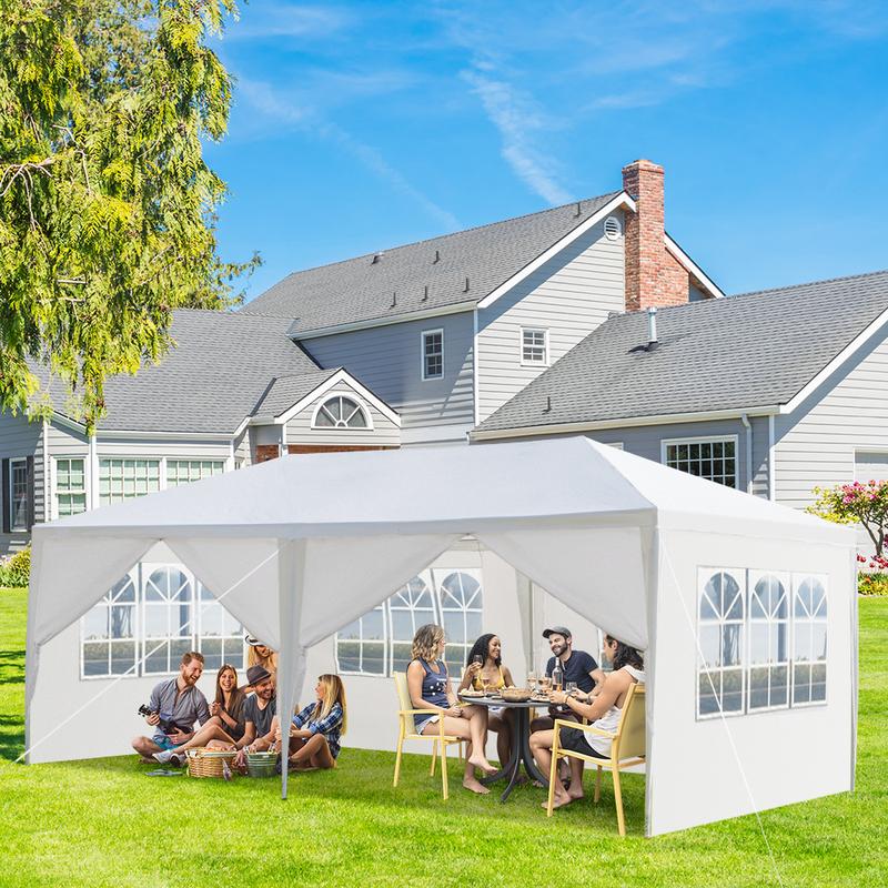 10' x 10'/20'/30' Outdoor White Waterproof Gazebo Canopy Tent with Removable Sidewalls for Party Wedding Events Beach BBQ