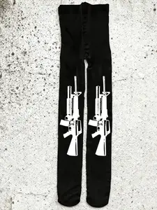 Fashion Streetwear Y2K Style Thigh High Socks Thighhighs, Gothic Punk Geometric Print Elastic Long Stockings, Retro Vintage High Street Women's Socks
