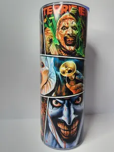 Art The Clown Killer Clown Demon Mime Collage 20oz Stainless Steel Tumbler with Straw & Lid - Insulated Drinkware Flask