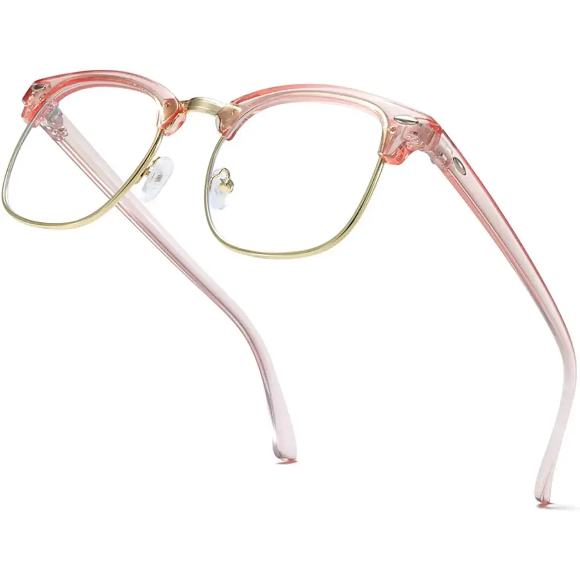 Anti Blue Glasses for Women and Men, Stylish Half-Frame Metal Stylish Eyeglass, Computer Screen Use to Reduce Eye Strain