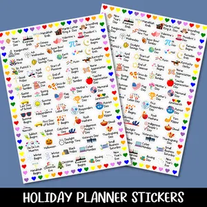 Holiday Planner Stickers, Planner Stickers, Holiday Icon Stickers, Stickers for Bullet Journals, Deco Stickers, Calendar Stickers
