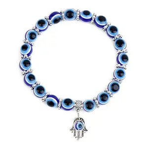 Evil Eye Protection Beaded Bracelet Set - Hamsa Hand Stacked Jewelry for Women, Good Luck Spiritual Gift for Success