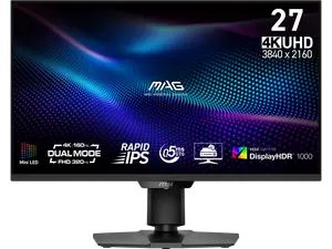 MSI MAG 274UPDF E16M 27" 4K UHD Mini-LED Gaming Monitor 3840x2160 160Hz 0.5ms HDR1000 Dual Mode 1080p 320Hz FreeSync Premium G-SYNC Compatible Quantum Dot Type-C 15W PD HDMI 2.1 VESA Adjustable