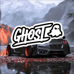 1PC ：Low-key Cool Ghost Sticker, Black & White Graffiti GHOST Logo Personalized Body Decal, Suitable for Mountain Motorcycles, Bicycle Helmets, Phone Cases, Luggage, Trend Culture Sticker