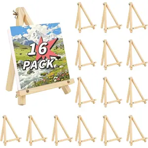 16 Pack 9 Inch Easel for Painting, Wooden Easel Stand Canvas Stand for Sign Table Top Small Art Easel for Artists and Students