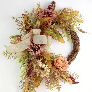 Fall Wreath Thanksgiving Garland, Autumn Floral Decor for Halloween, Wedding Parties, Fireplace, Door & Backdrop Displays