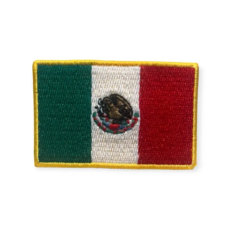 Mexico Flag Embroidered Iron On Patch 6.5 cm X 4.4 cm Green White Red Colorful Emblem for Personalization