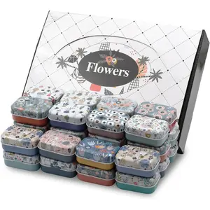 YGFRSTO 32Pcs Mini Metal Tins with Lids Hinged Tin Box Tiny Vintage Tin Box Handy Mint Tin Pill Tin Pill Case Nail Bits Organizer Tiny Trinkets Bulk Tiny Home Storage