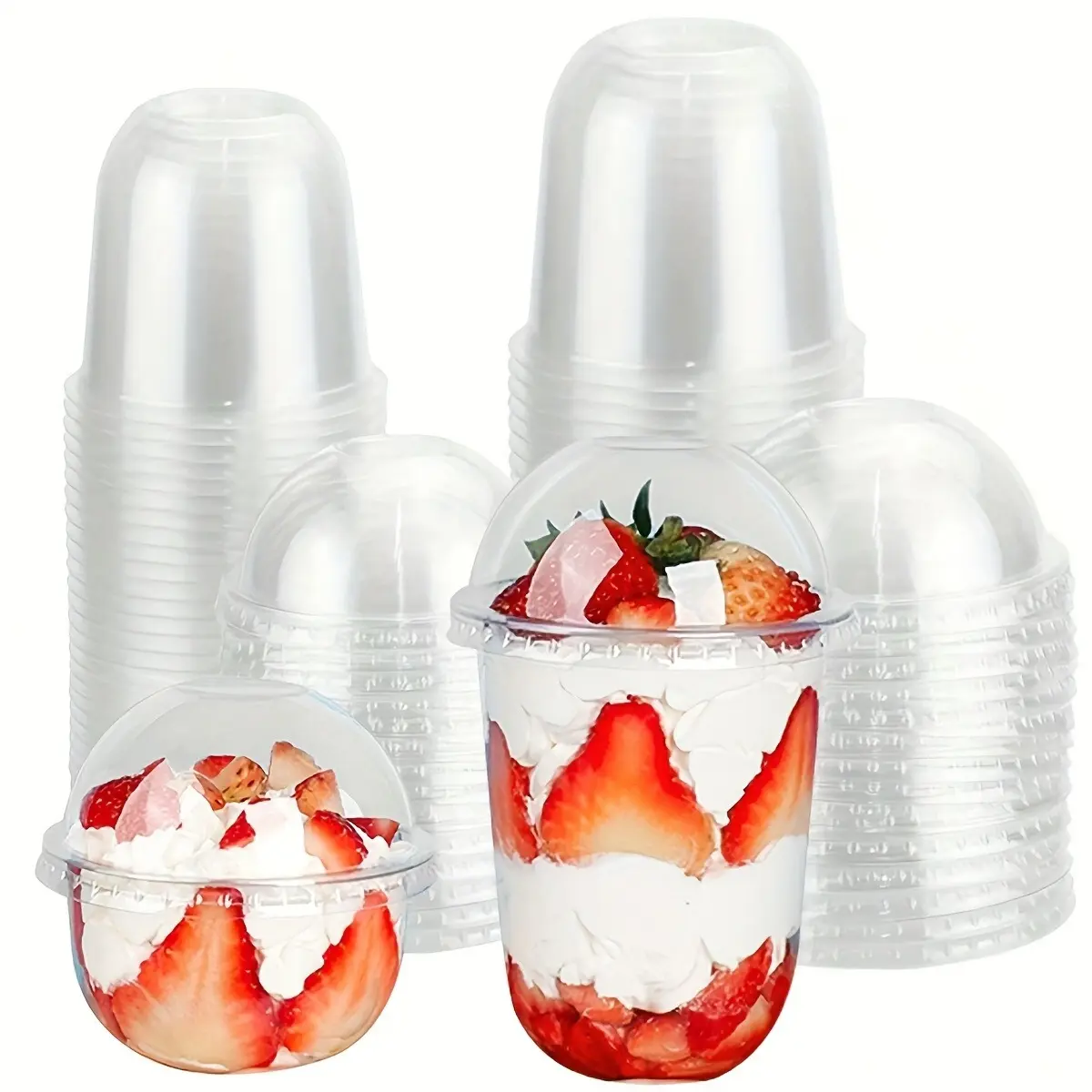 50 Sets 16oz Halloween Clear Plastic Cups with Dome Lids - Spooky Party Supplies for Iced Coffee, Witch Brew Cocktails, Trick or Treat Disposable Drinkware (Bulk Kitchenware)