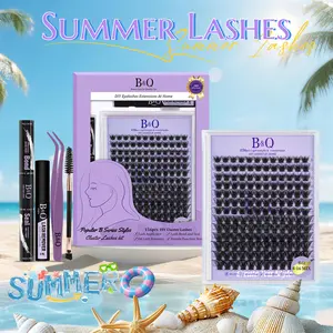 Classic CatEye Kit--B&Q B02 B03 B05 B19 B37 Lash Clusters,Classics NEVER go out of Style! Natural Thick Volume DIY Lash Extension at home Waterproof Sleep Proof,Long Lasting,Fake Full Lash Cosmetic Outdoorfun Makeup Mother Gift #SummerVibes