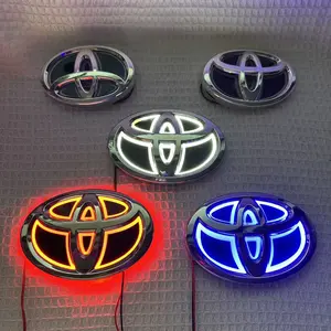 5D LED Illuminated Car Logo Light, Front Grille & Trunk Emblem Retrofit Lamp Compatible with Toyota Corolla Camry Prado Highlander Reiz Yaris Vios Land Cruiser Avalon Exterior Decor Parts