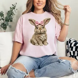 Lola The brown Furry Faux Yarn Bunny  T-shirt Comfort Colors Summer Everyday Style Shirtsleeve love casual comfortable super soft relaxed fit unisex Sizing womenswear Streetwear  vintage Crewneck Printed Loose Graphic