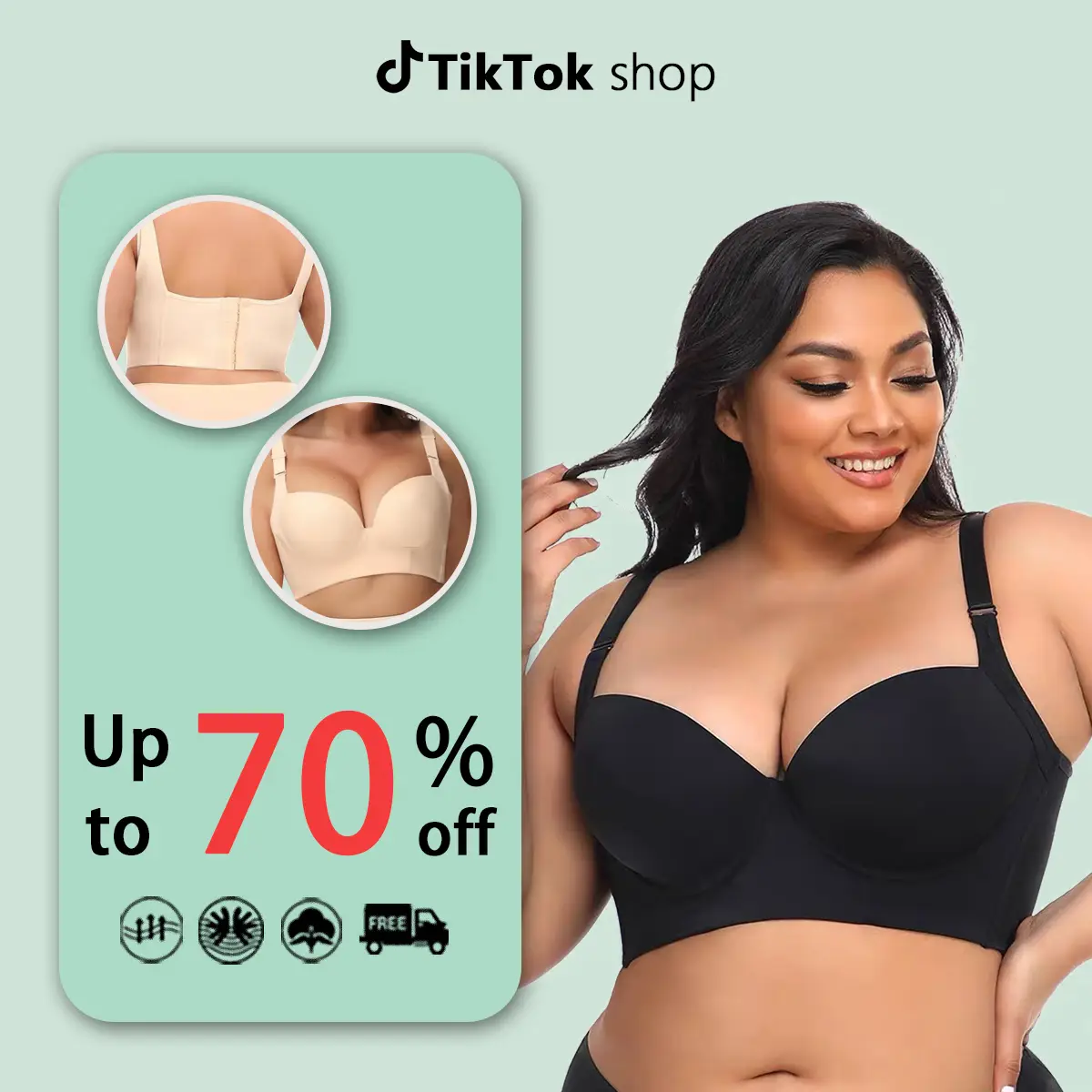 Women Deep Cup Bra Push Up basic Bra Hide Back Fat Full Coverage Comfort Breathable Bra Womenswear seamless tight bra Adjustable Straps Large Comforta