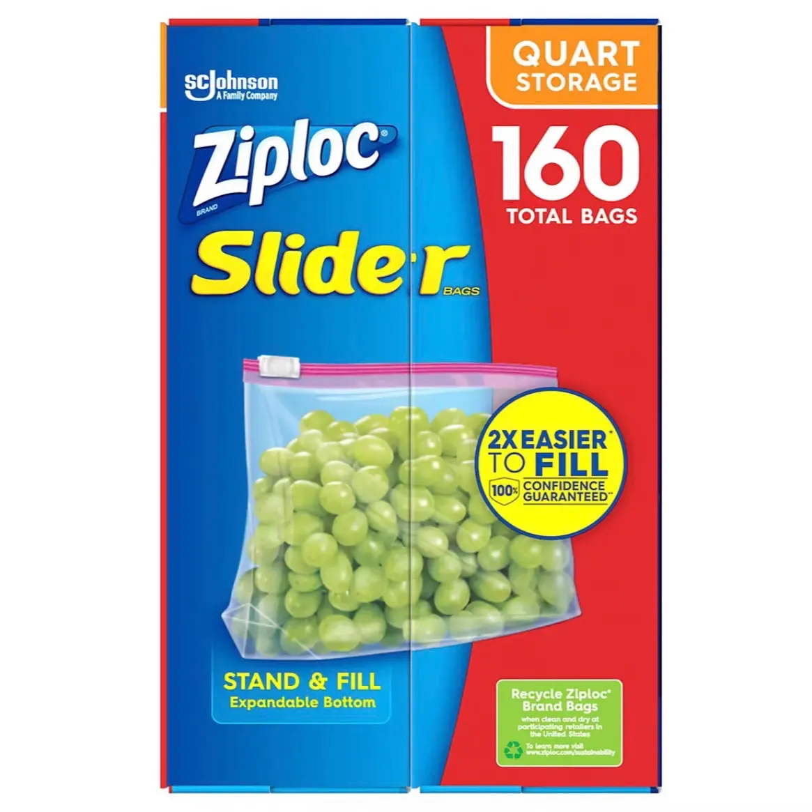 Ziploc 1-Qt. Slider Storage Bags, 160 pk.