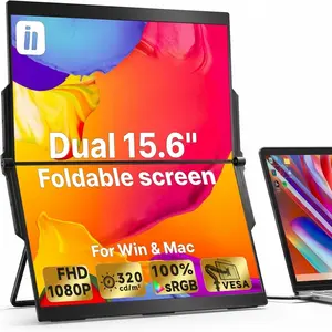 15.6" Dual Monitor, FHD 1080P 100% sRGB Laptop Screen Extender for Windows Mac, with 4 Speakers, 2 HDMI USB C Ports, for Office Gaming Triple Monitor Smartphone Durable Tablet Portable Computer Computer Portable