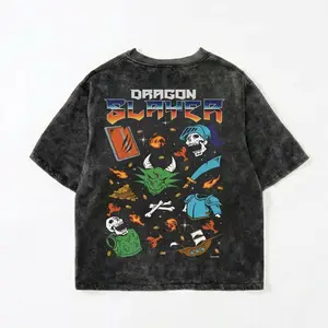 OSRS Dragon Slayer Acid Wash Oversized T-Shirt, Old School RuneScape Graphic Tee, Vintage Washed Streetwear Shirt, Retro Gaming Apparel, Unisex Loose Fit Cotton Tee, Gamer Gift for Him Her, TikTok Trend Outfit