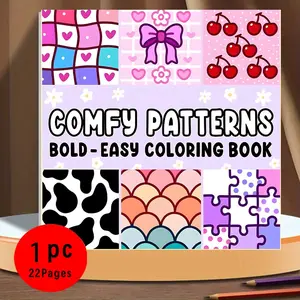 Comfy Patterns Bold & Easy Coloring Book for Kids & Adults - 22 Premium Easy Coloring Pages, 120gsm Thick No Bleed Paper, Non-Toxic Odorless, Perfect for Stress Relief, Mindfulness & Relaxing Creative Fun