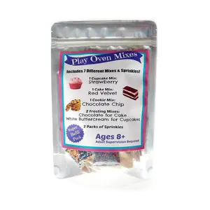 Children's Easy to Bake Oven Mixes Play Oven Real 7 Mixes Mega Refill Kit Strawberry Cupcakes Red Velvet Cake Frosting Sprinkles Ultimate Set Cooking Baking Super Pack Net Wt 6.2 oz DIY Decor