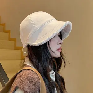Winter Bucket Hat with Adjustable Suede Sherpa